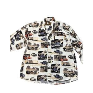 North River Outfitters Vintage Trucks Long Sleeve Button Down Shirt Mens‎ Sz XL